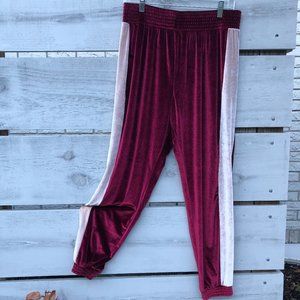 BDG Urban Outfitters Velvet Burgundy High Waist Joggers Athleisure Comfy Soft